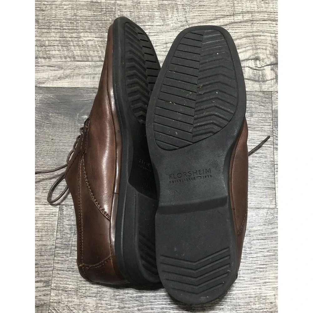 Florsheim Men's Oxford Brown Leather Dress Shoes Loafers Lace Up Tie Size 9D - Picture 6 of 8